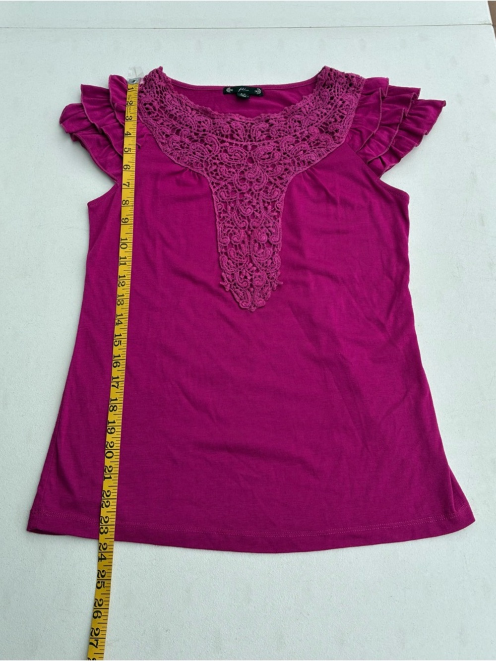 Magenta Ruffle Sleeve Top - Picture 7 of 7